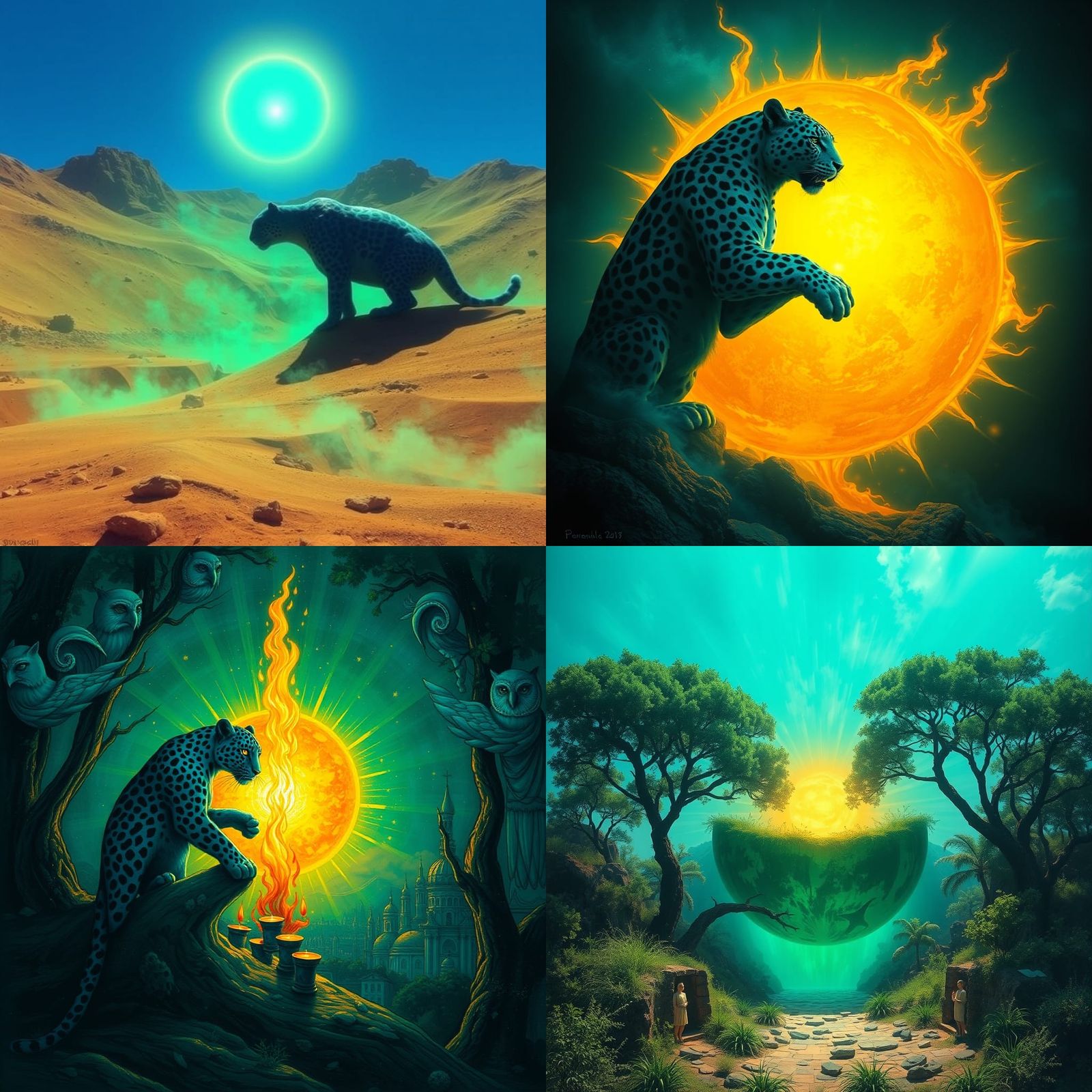 Surreal Earth with Sun and Cities of Light