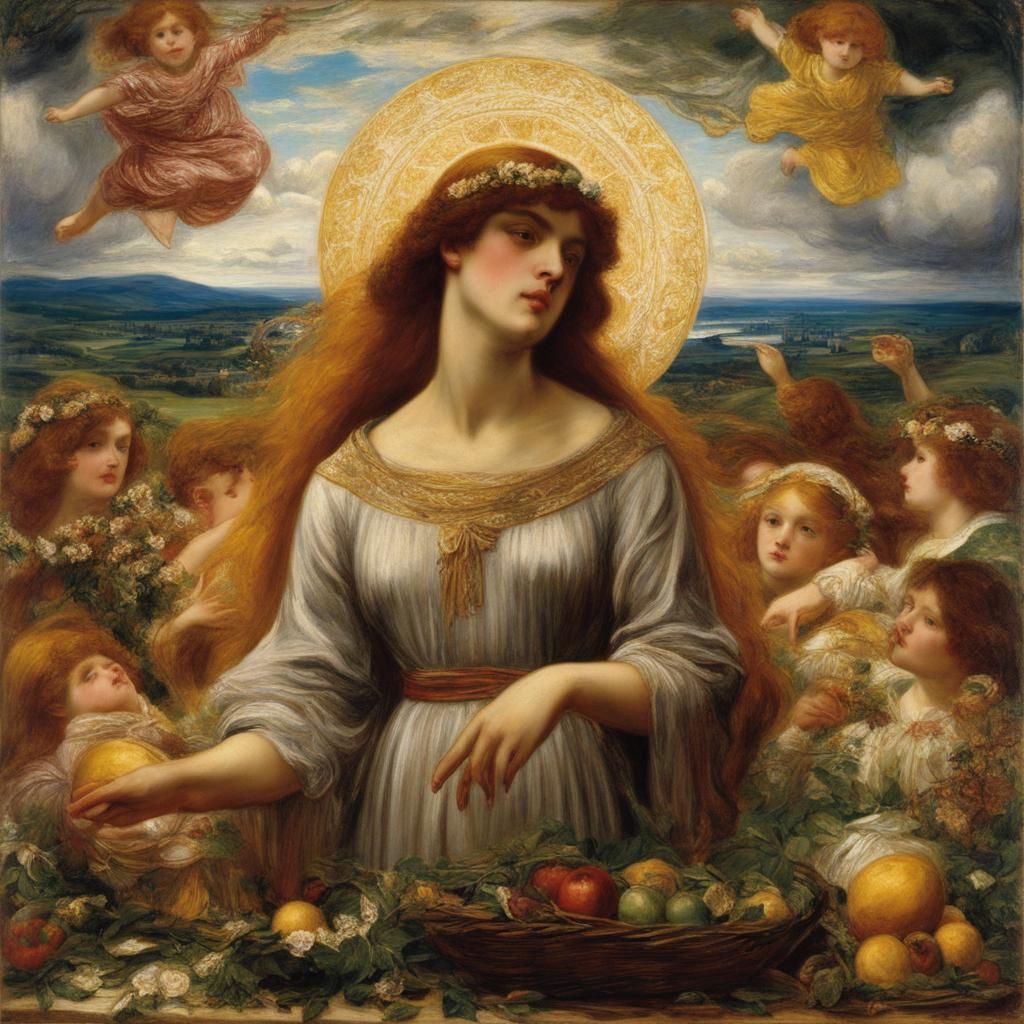 La Ghirlandata: A Rossetti-Style Oil Painting
