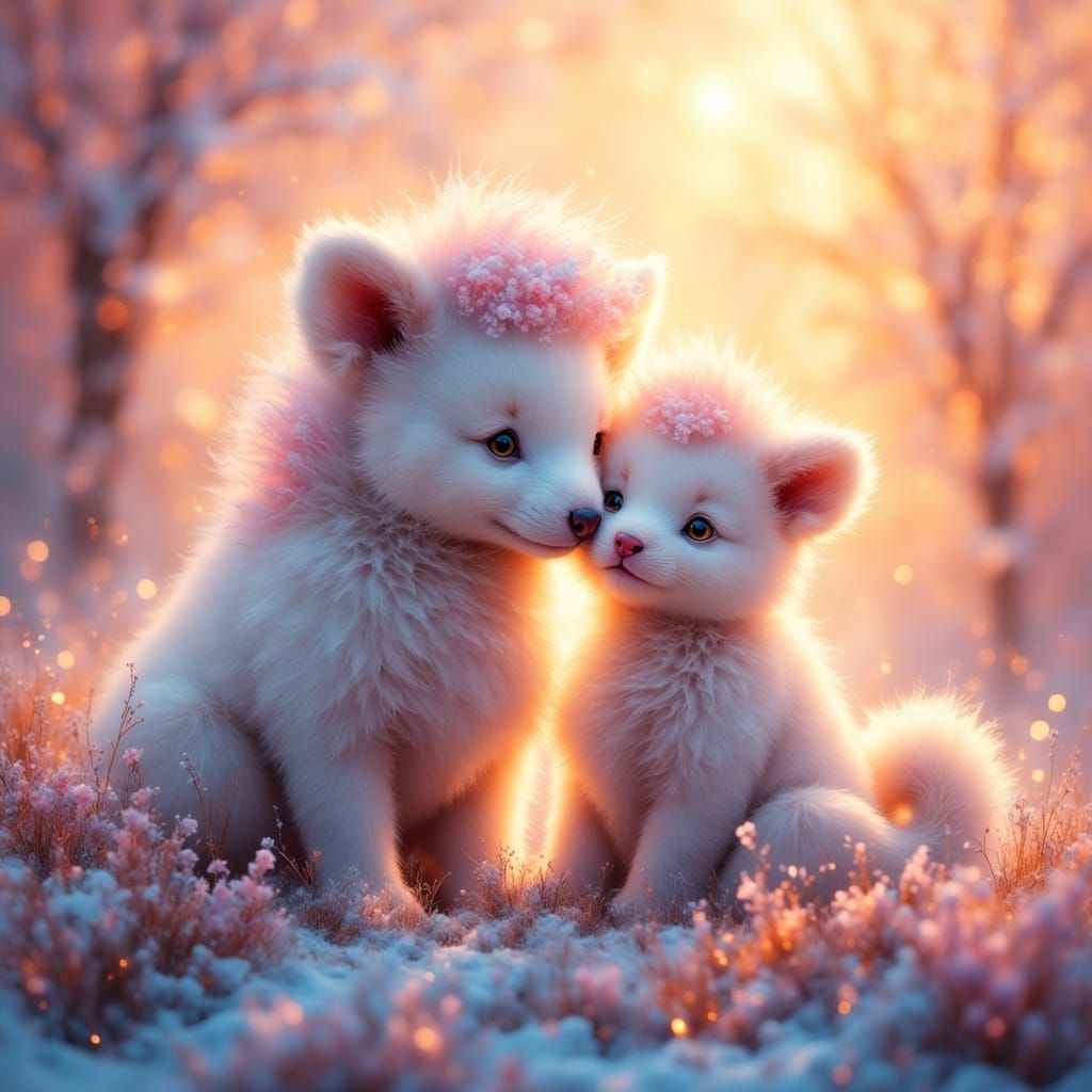 Cute Mother and Child in Vibrant Ethereal Dreamscape