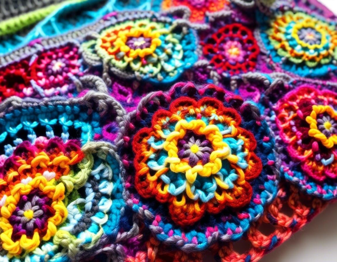 Colorful Hyperbolic Crochet Yarnbomb Fractal