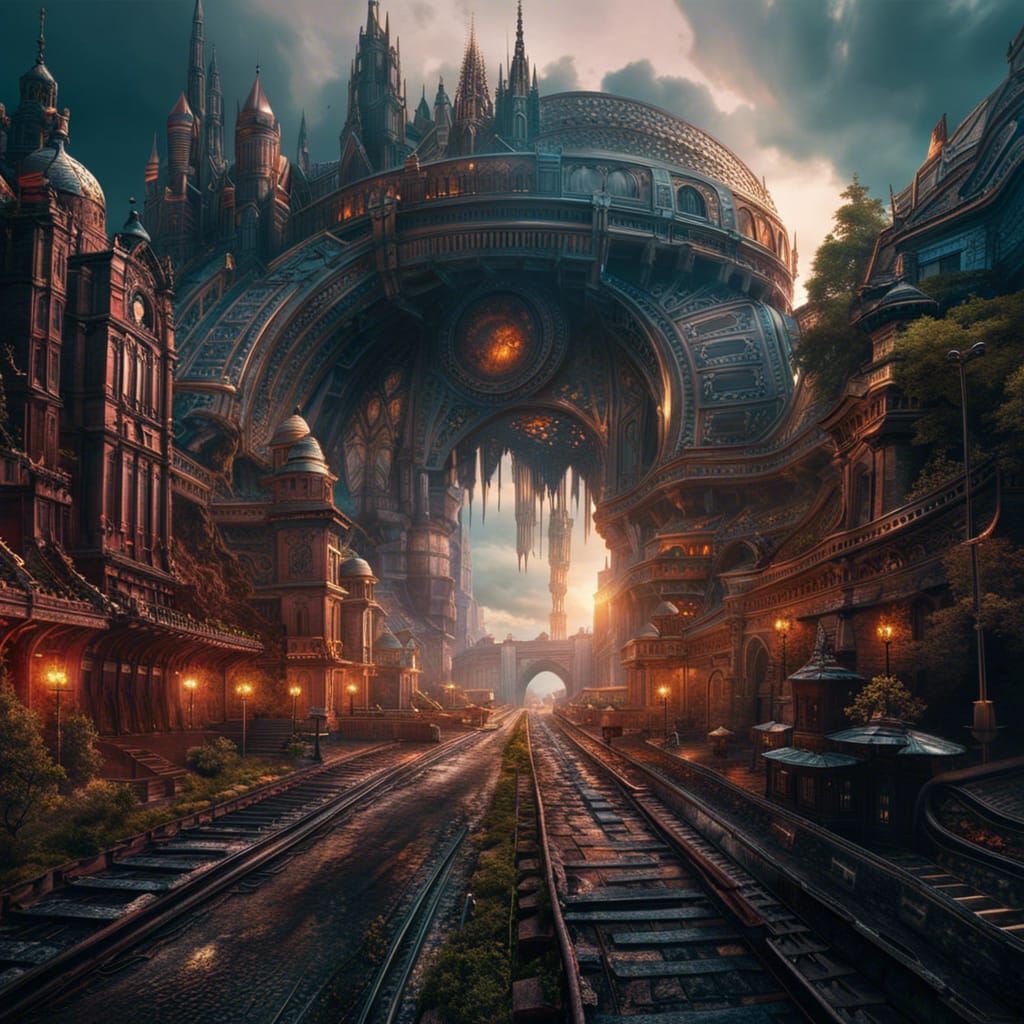 Detailed Matte Painting of a Desolate Cityscape