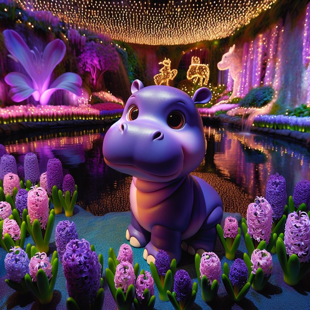 Disney Pixar style 3D absolutely adorable tiny baby hippo, p...