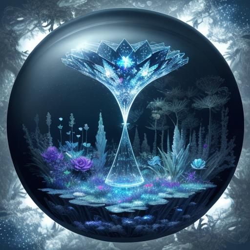 Fantastic Landscape with Hourglass in Ethereal Digital Paint...