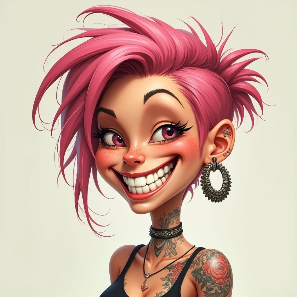 Vibrant Teenage Girl in Whimsical Cartoon Style