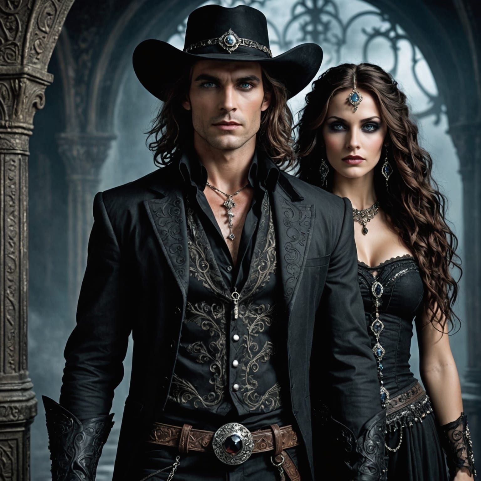 Gothic Vampire King and Queen: Dark Fantasy Concept Art