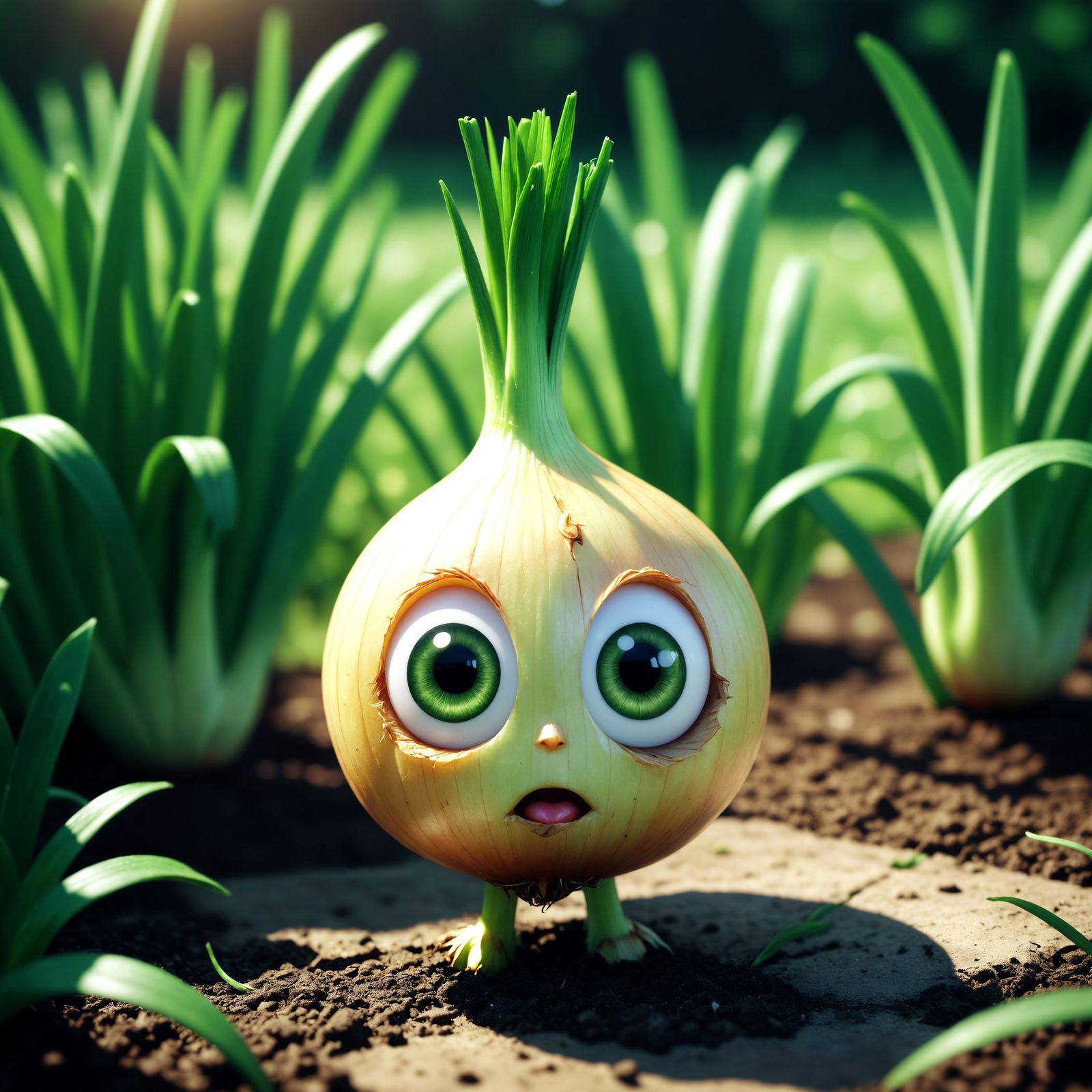 Chibi Onion Portrait with Detailed Textures