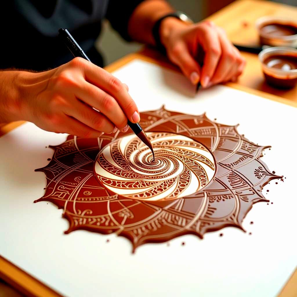 Chocolate Spirograph Art in Digital Style