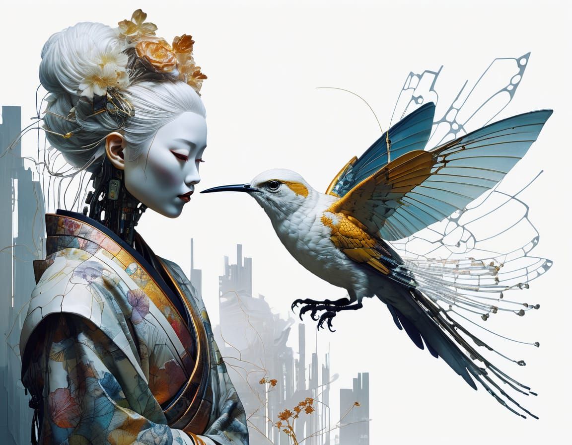 Otherworldly Fairy Android Portrait in Digital Art Style