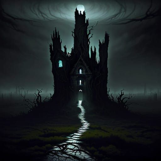 Gothic Skyscraper Haunts a Desolate Landscape