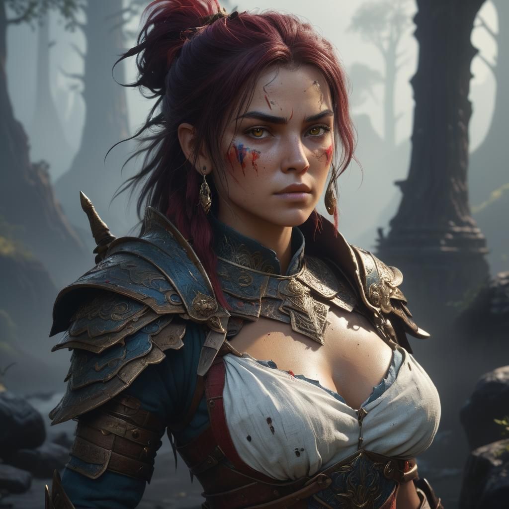 Fantasy Warrior in Detailed Matte Painting