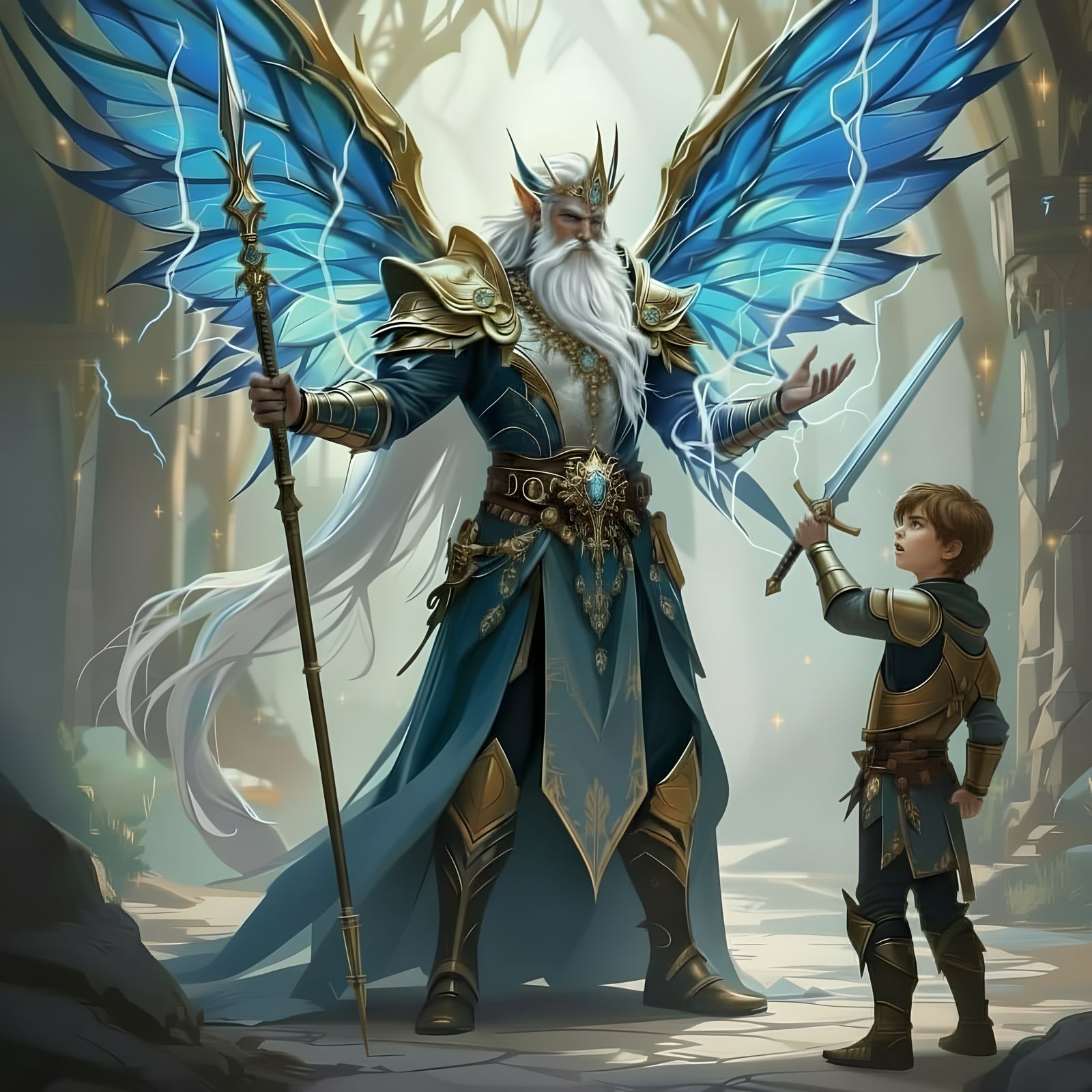 Fairy King Inspires Young Warrior with Electric Magic