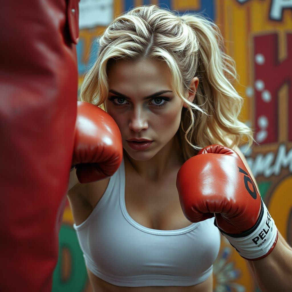 Intense Athlete Training: Hyperrealistic Digital Art