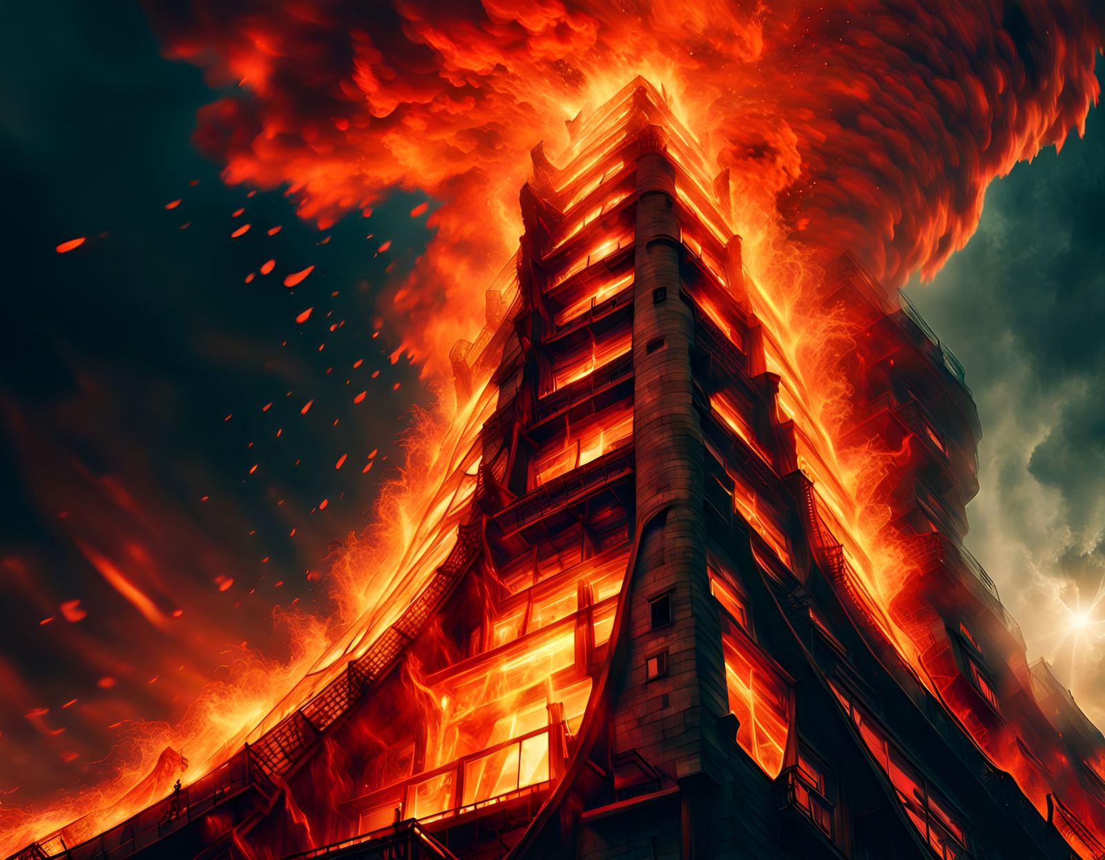 Inferno: Fantasy Tower Burns in Epic Photograph