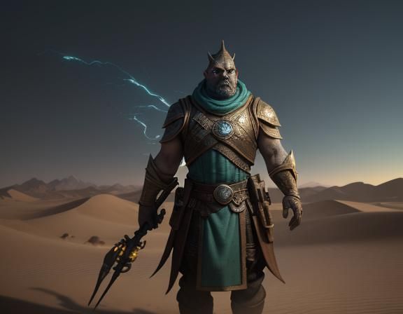 Bullywug Casting Spell in Desert, 3D Game Art