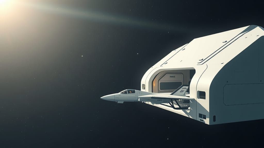 Futuristic White Spaceport at Galaxy's Edge