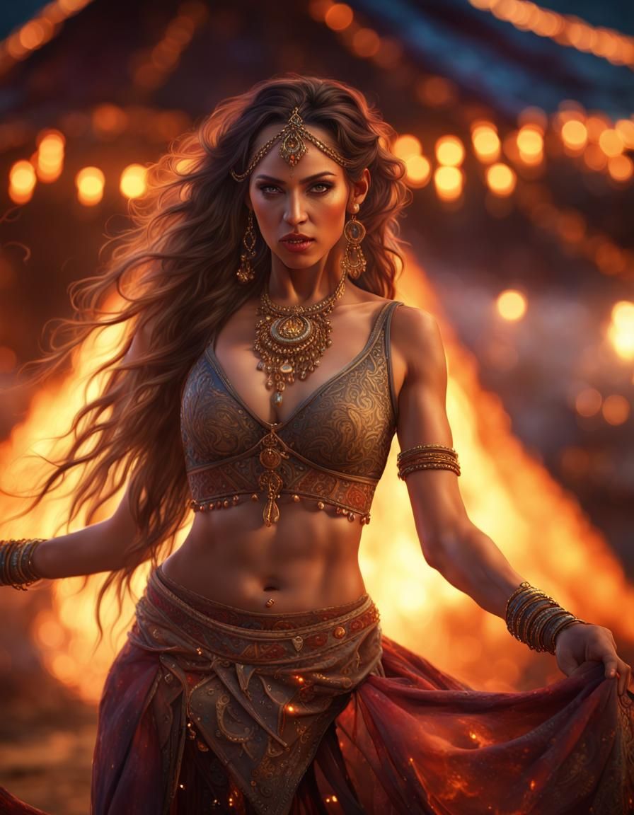 Detailed Matte Painting of a Belly Dancer