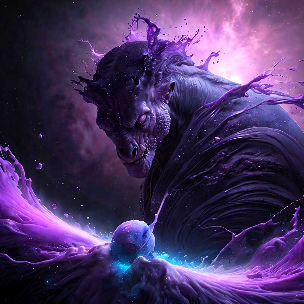 Hyperrealistic Purple Nebula Being in CGI Style