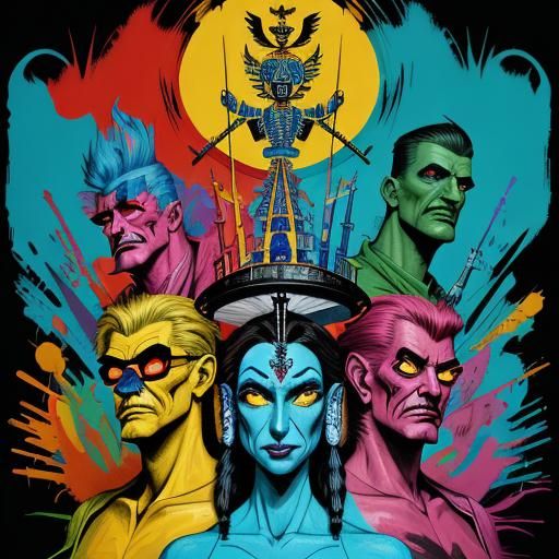 Colorful Circus Scene in Graffiti Street Art Style