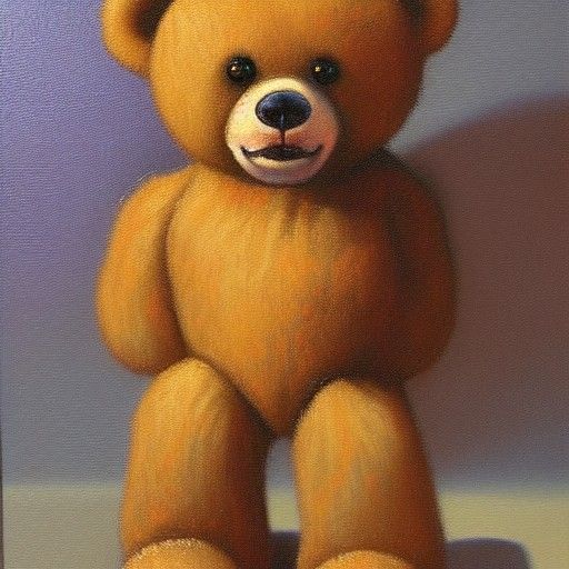 Creepy Teddy Bear in Oil Painting Style