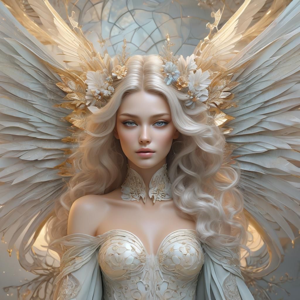 Ethereal Fairy in Flowery Attire with Delicate Wings