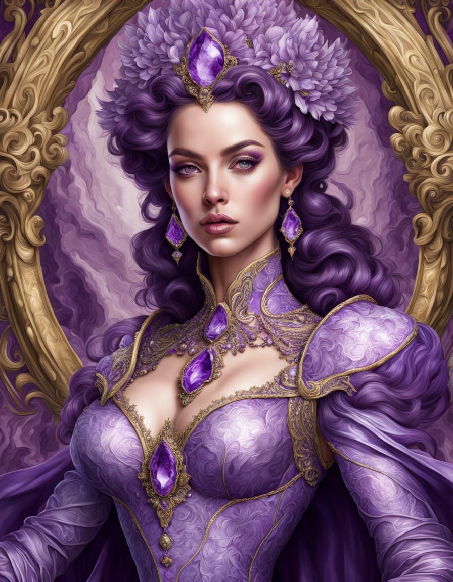 Baroque Android Queen Adorned with Amethyst