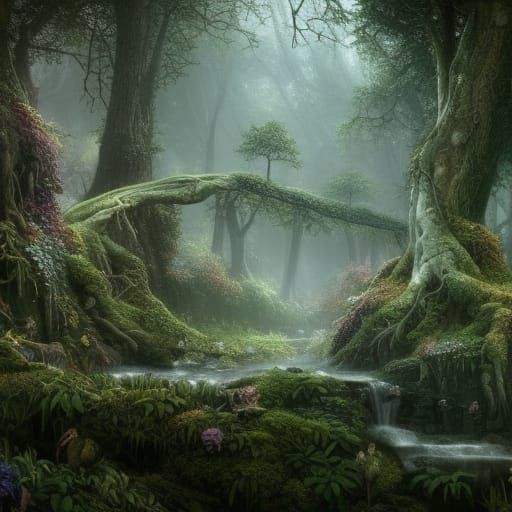 Detailed Mystical Forest Art in Hyper HD