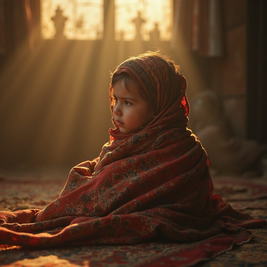 Regal Afghan Child in Golden Glow