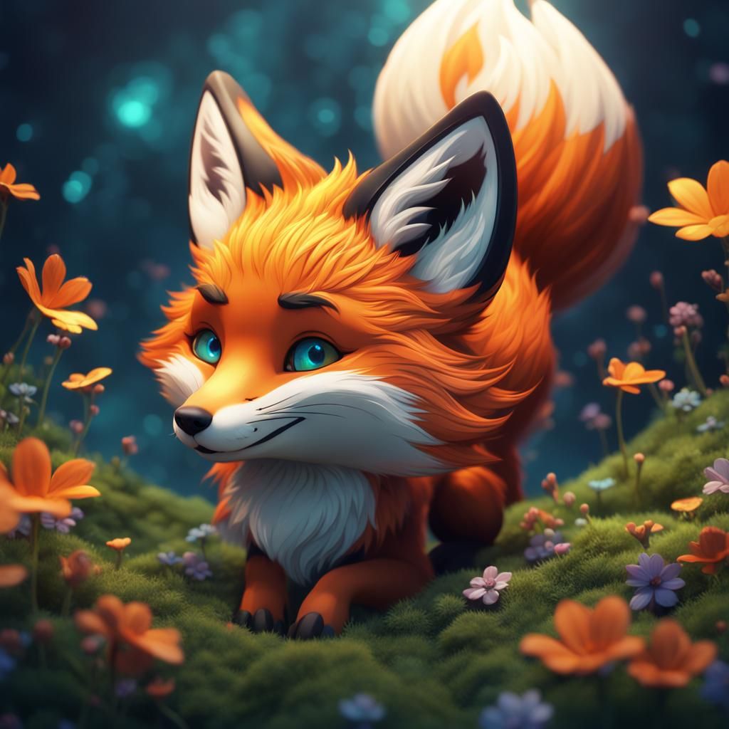 Cute Fox Winking: Fantasy Concept Art