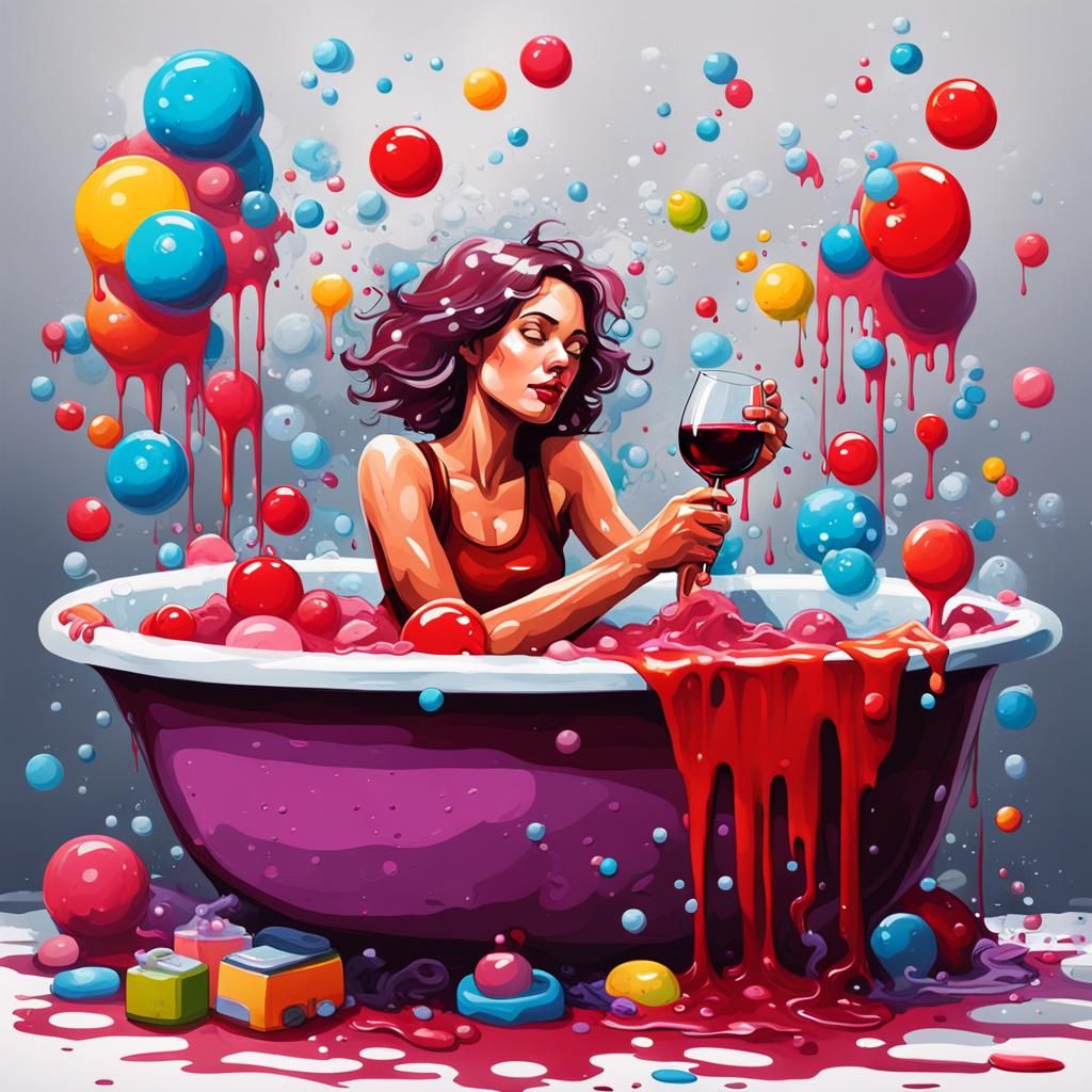 Relaxing Bubble Bath in Graffiti Splash Art Style