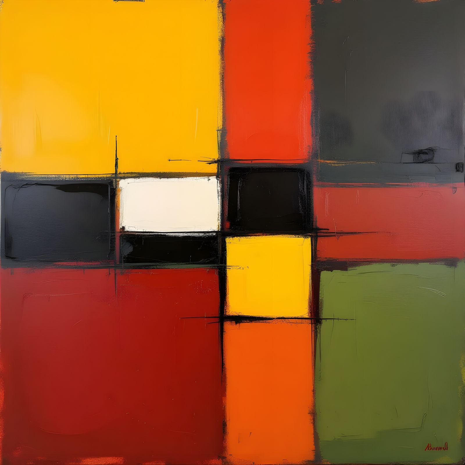 Vibrant Earthy Tones Abstract Painting