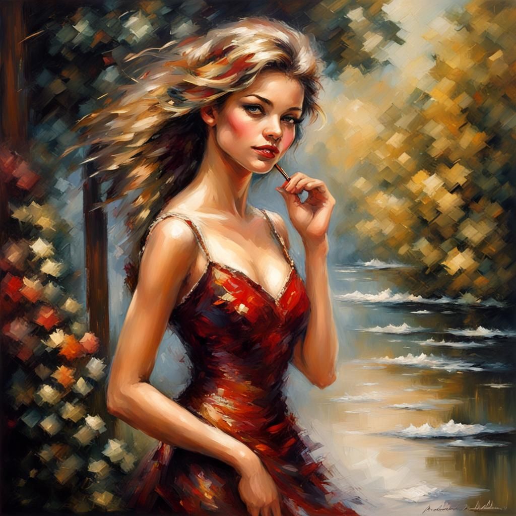 Captivating Beauty in Impressionist Watercolor Style