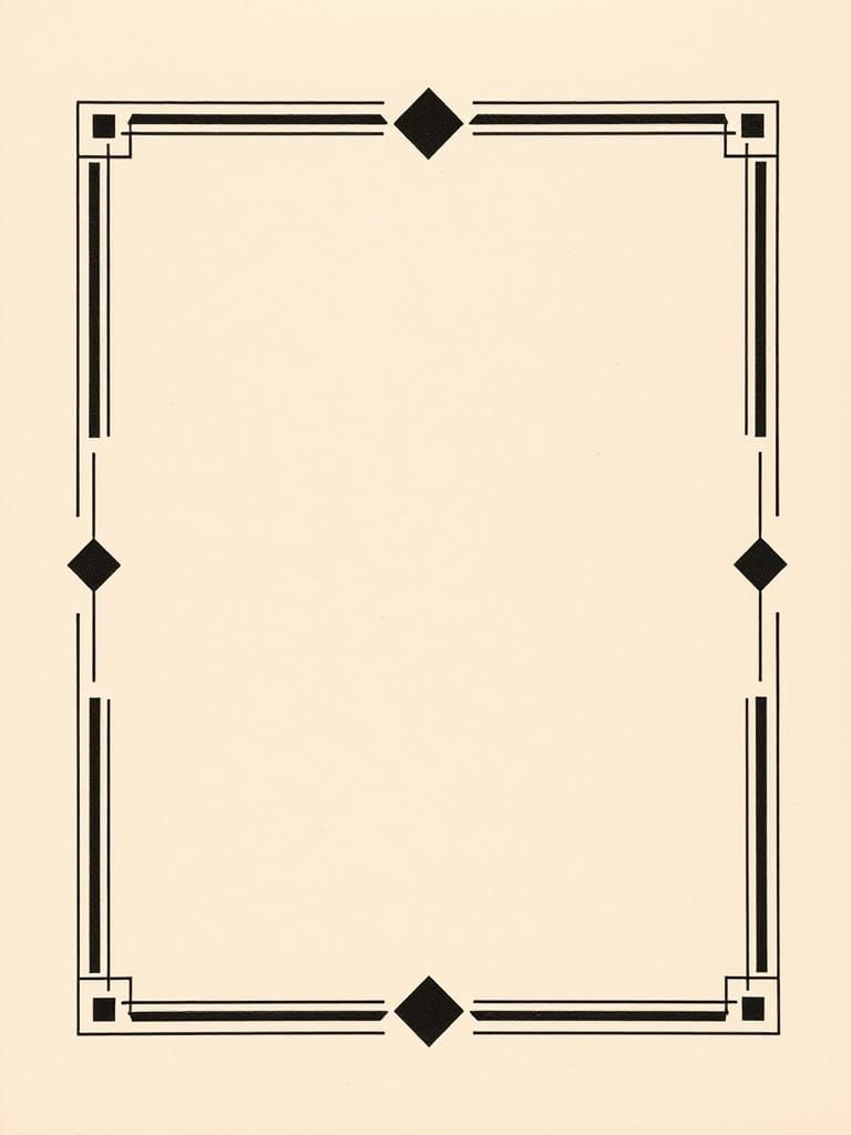 Art Deco Minimalist Geometric Border Designs on Handmade Pap...