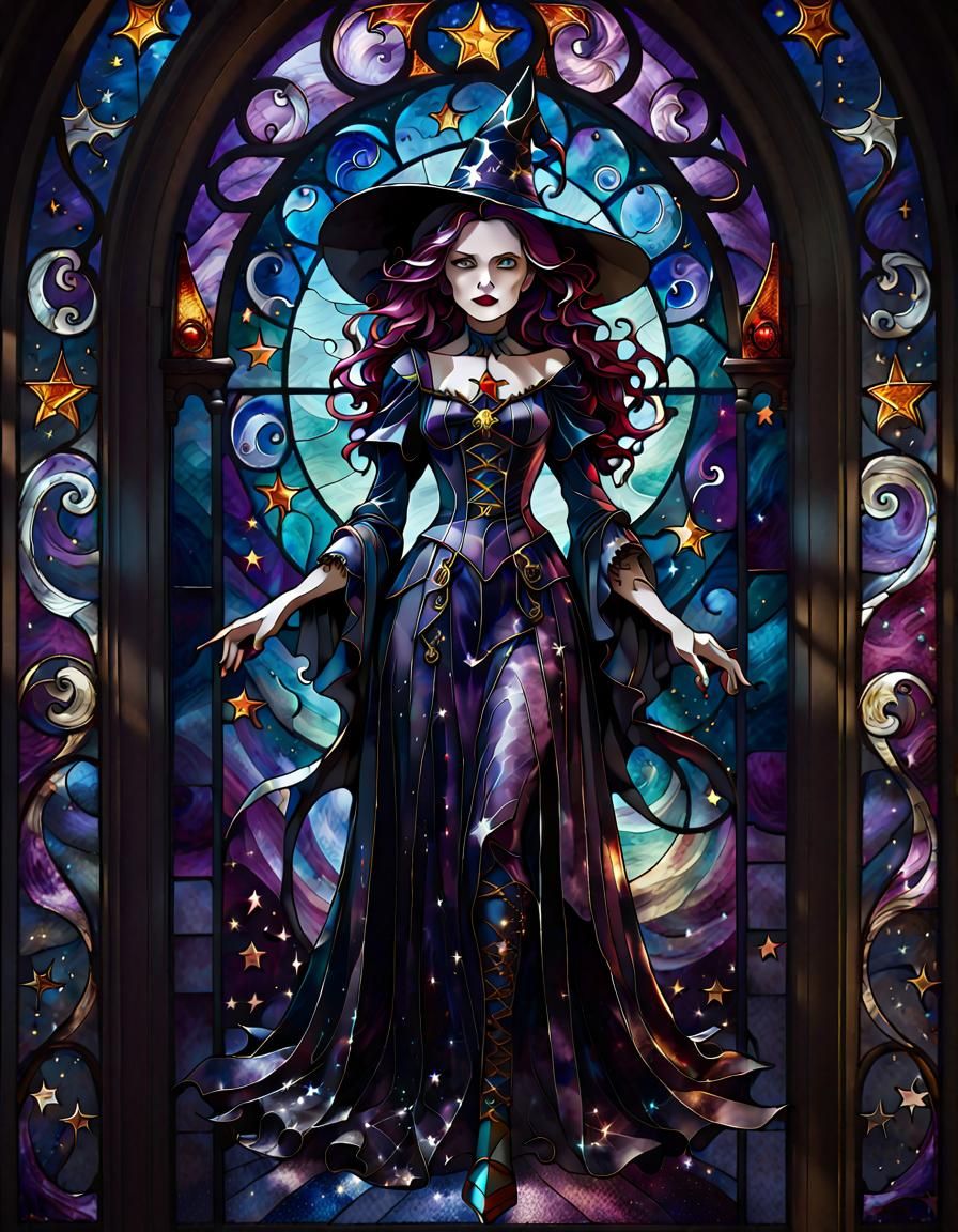 Stained glass witch