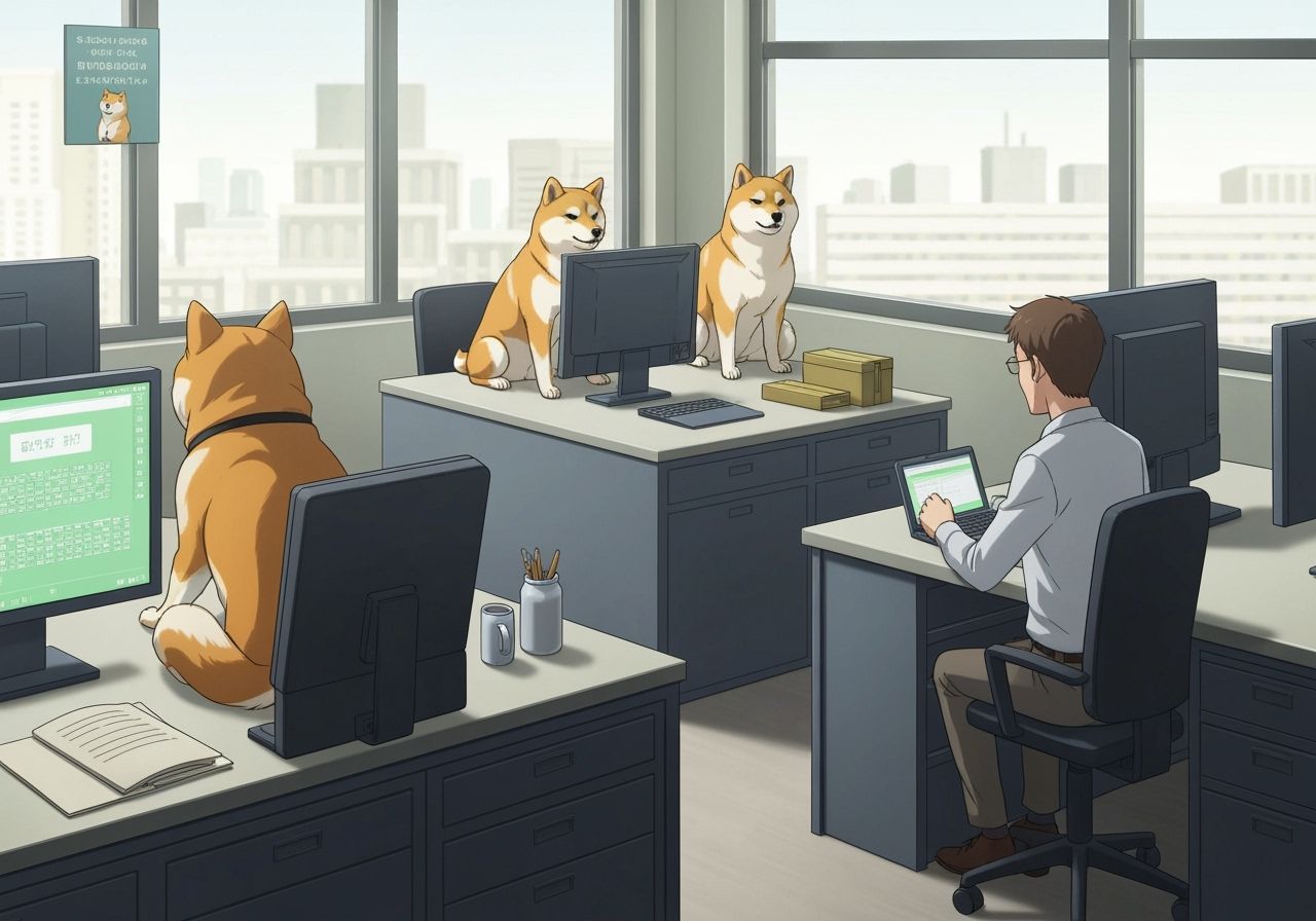 Shiba Inu Master Race Office Scene