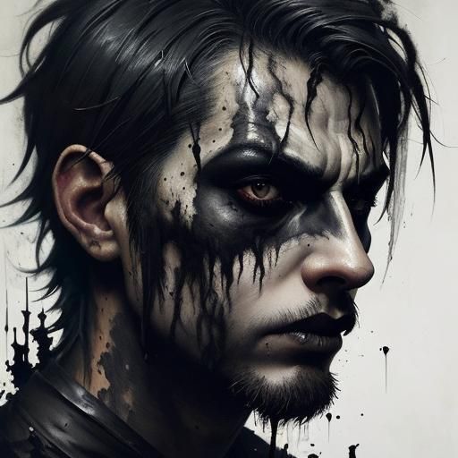 Gothic Man with Black Makeup: A Scumbling Portrait