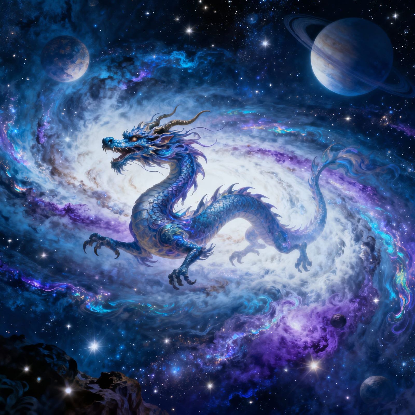 Cosmic Dust Dragon Soars Through Deep Space