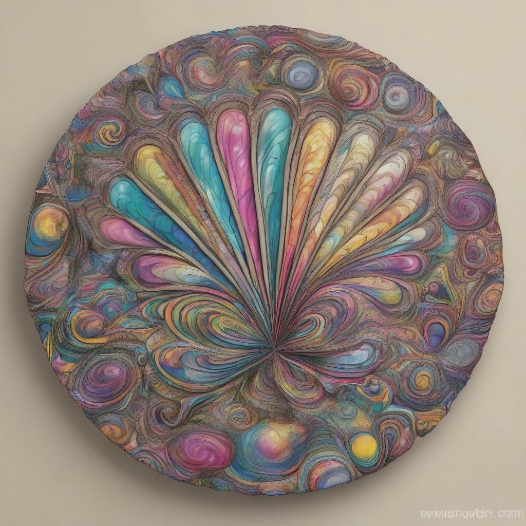 Psychedelic Shell Art with Swirling Colors