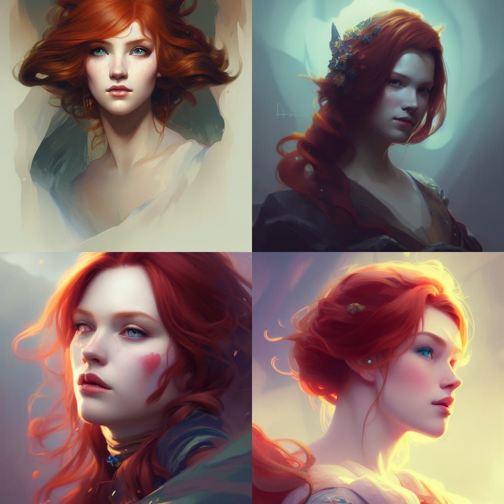 Redhead Princess Portrait in Mountain Forest, Hyperdetailed ...