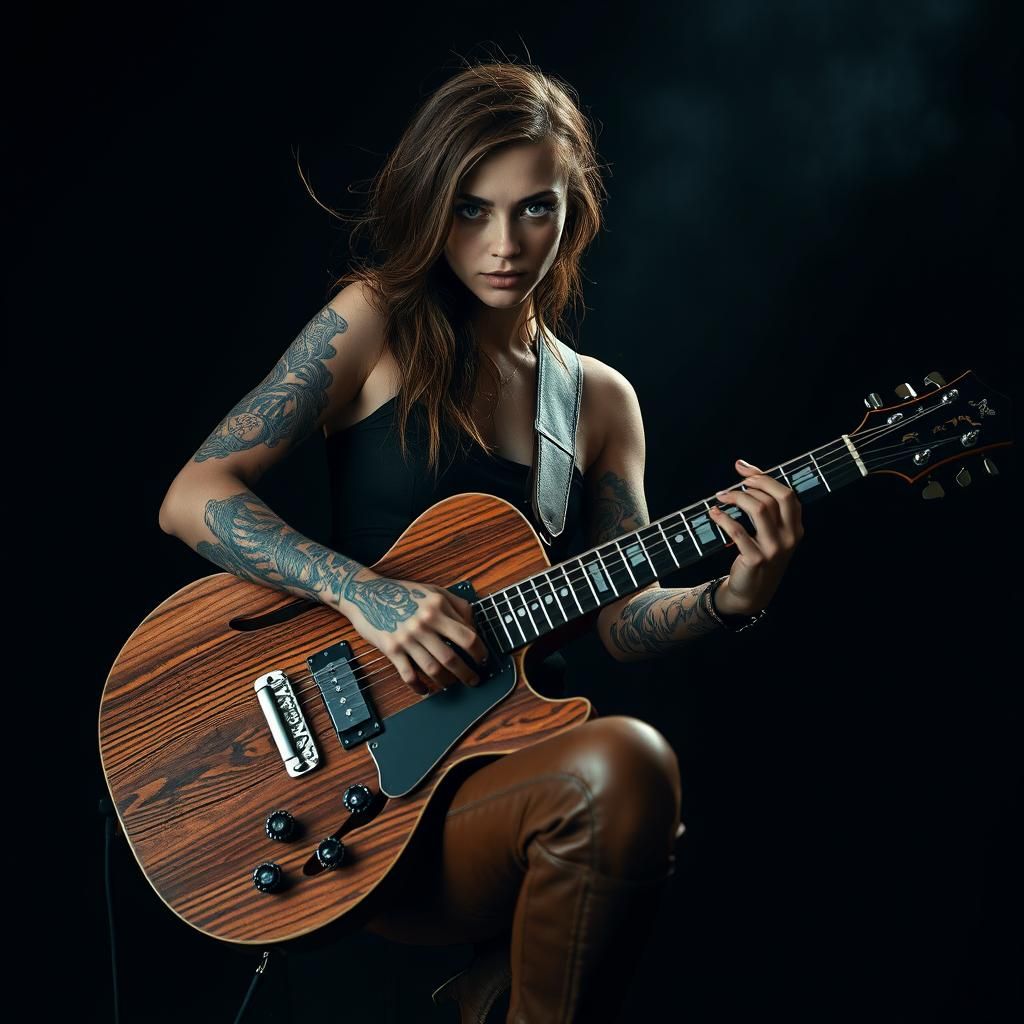 Cinematic Musician with Wooden Guitar