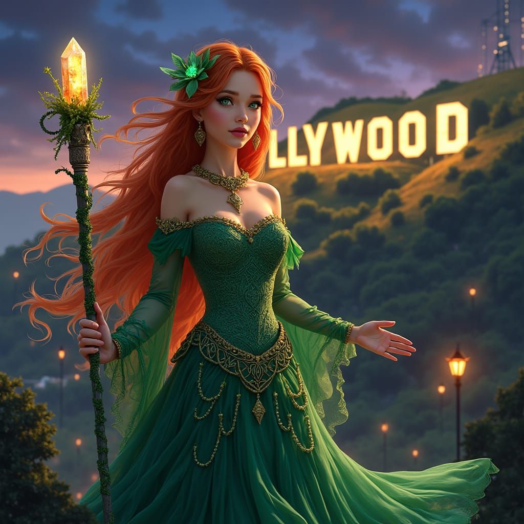 Celtic Maiden in Surreal Twilight Setting