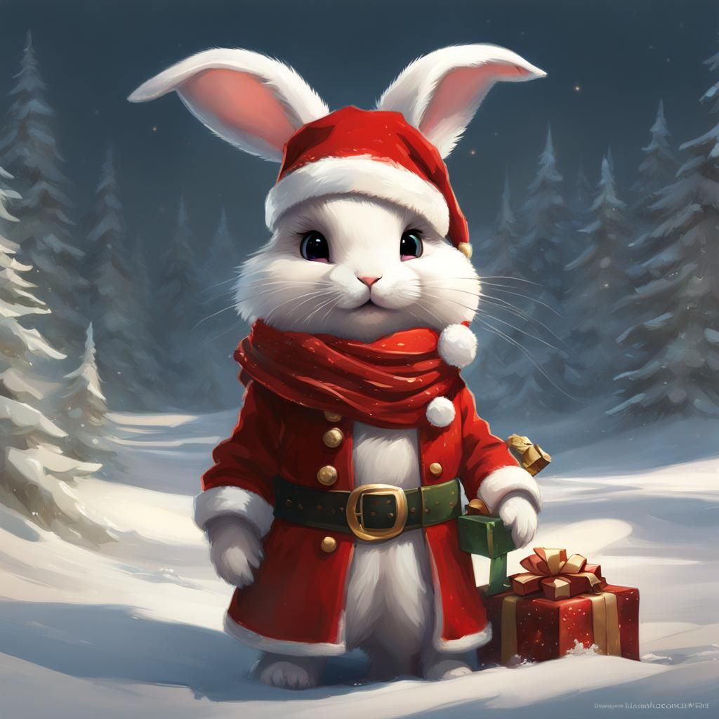 Chibi Bunny Santa in Detailed 3D Render