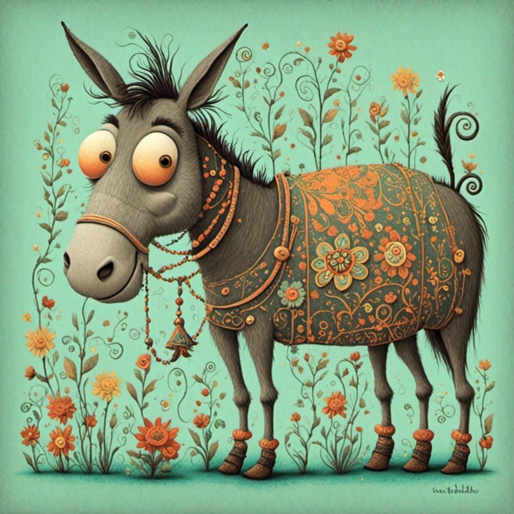 Whimsical Donkey Illustration