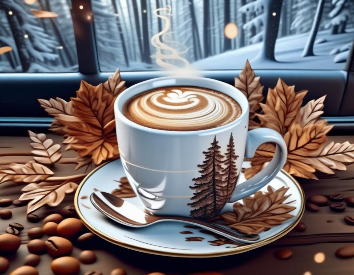 Rustic Coffee Mug with Forest Scene