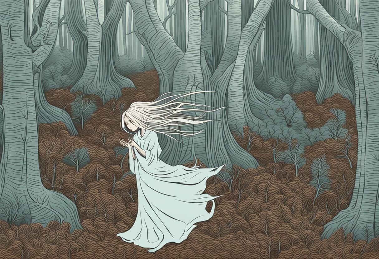 Ethereal Female Ghost in Forest