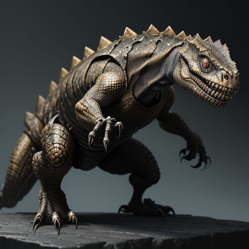 Hyperrealistic Combat Reptile in a Vast, Colorful Landscape