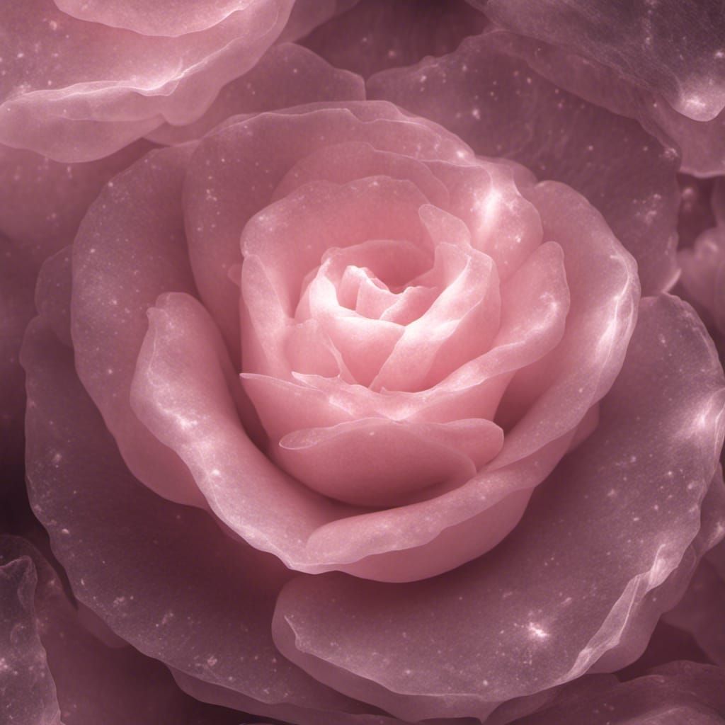 Rose Quartz Stone Emanating Light: Hyperrealistic Image