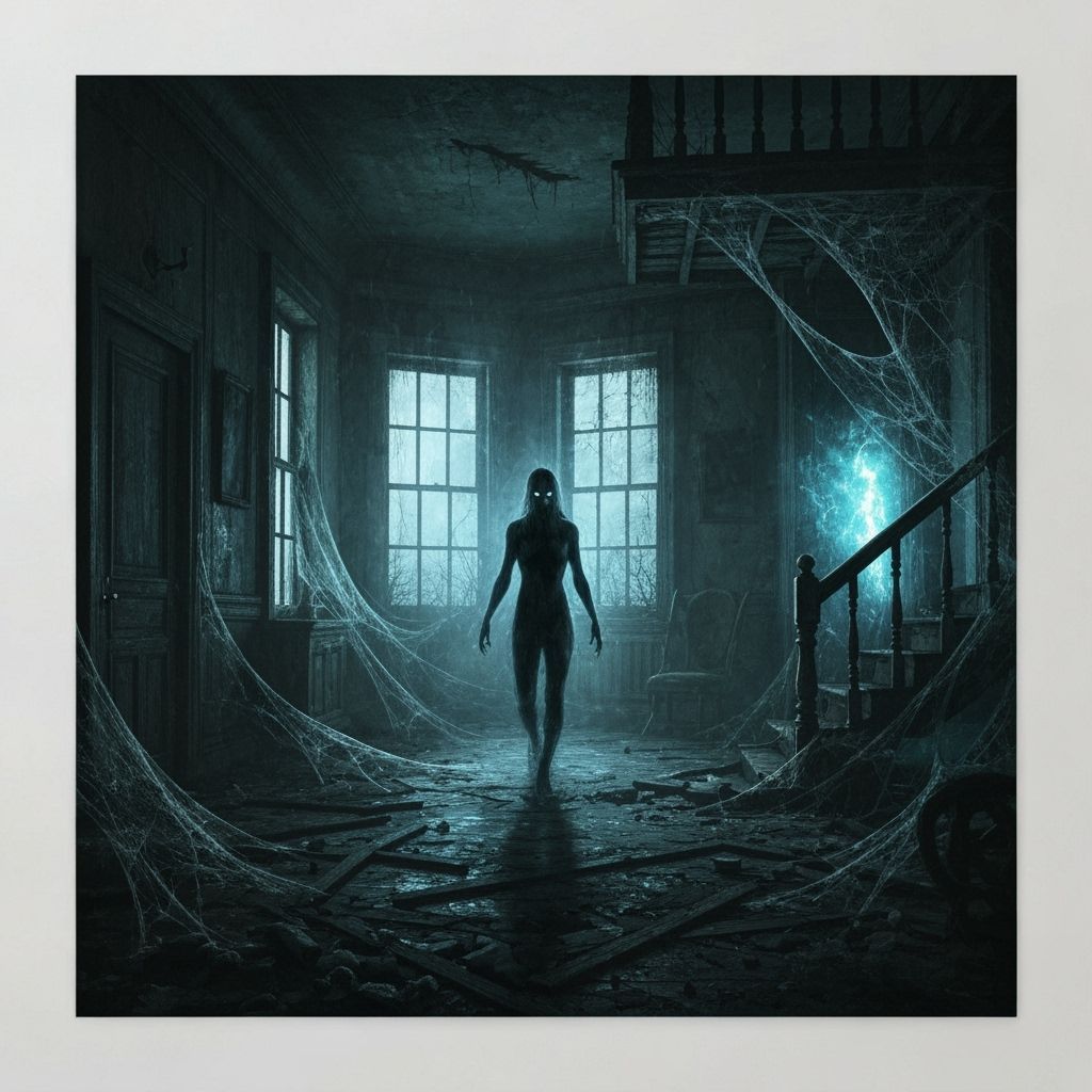 Ethereal Ghost in Dilapidated Victorian Mansion