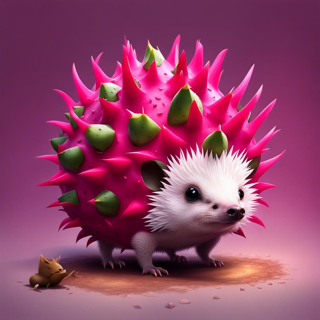 Dragon Fruit Hedgehog in Sinister Fantasy Style