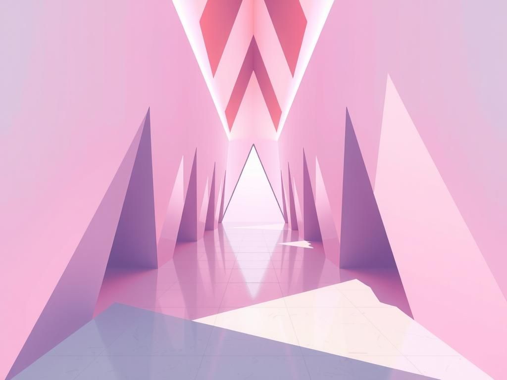 Geometric Abstract Hallway in Pastel Hues