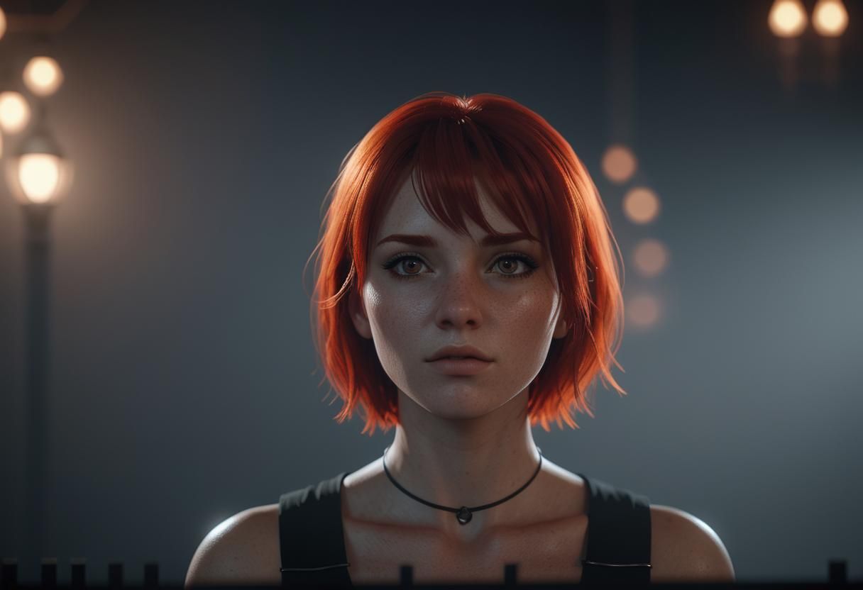 Red Haired Woman's Portrait in 3D Game Cinematic Style